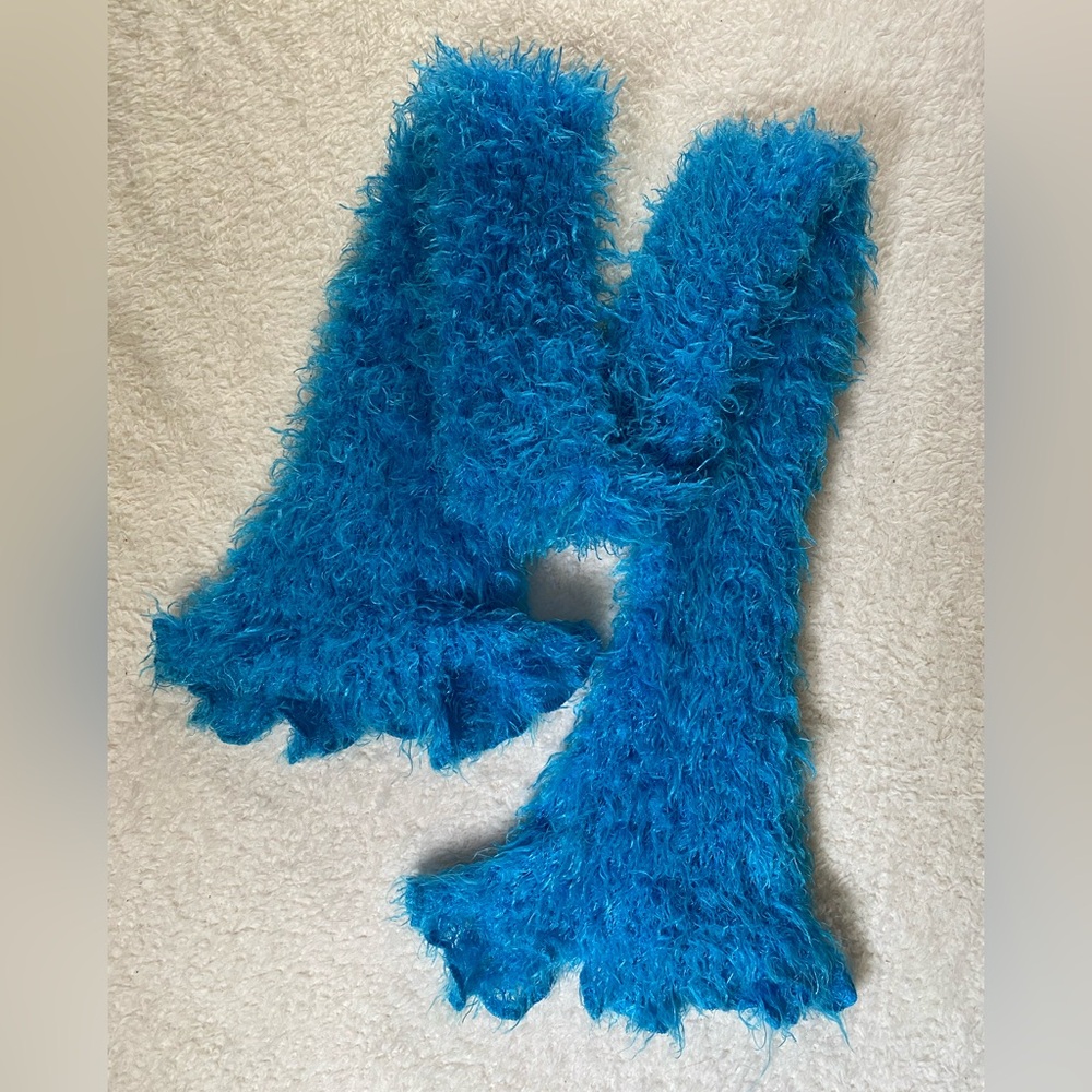 Blue Soft Fluffy Bell Scarf